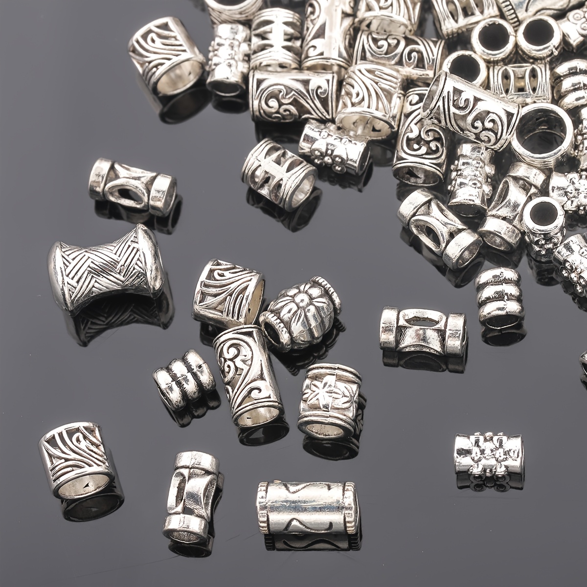 98pcs Hollow Bead Set, Cylindrical Spacer Beads